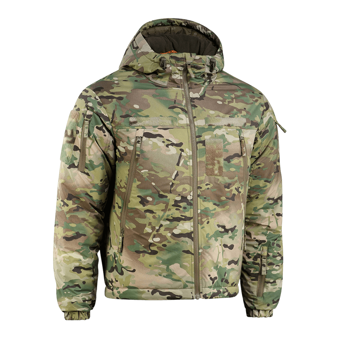 M-Tac Alpha Gen.IV Pro Primaloft -talvitakki Multicam-kuosissa, suunniteltu luotettavaan kylmysuojaukseen, valmistettu vettähylkivästä materiaalista.