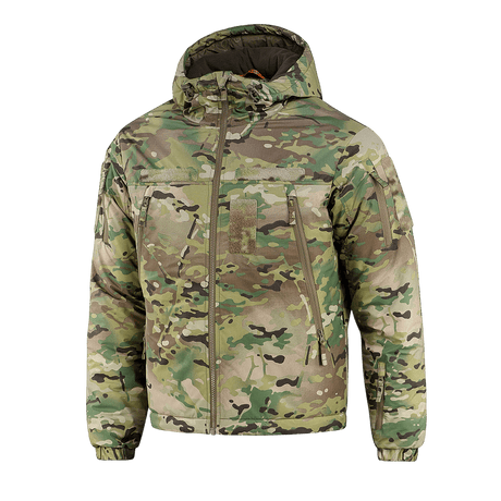 M-Tac Alpha Gen.IV Pro Primaloft -talvitakki alkuperäisessä Multicam-kuosissa, kestävä, vettähylkivä ja sopii kylmiin olosuhteisiin jopa -20°C.