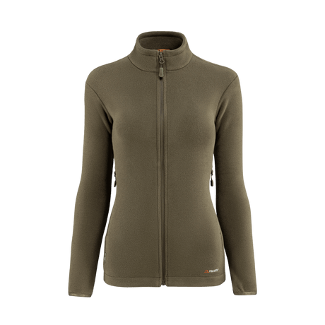 M-Tac Sweater Nord Fleece Polartec naisten malli oliivinvihreänä, suunniteltu mukavuuteen ja lämpöön Polartec® 200 Series -fleecellä ja YKK-vetoketjulla.