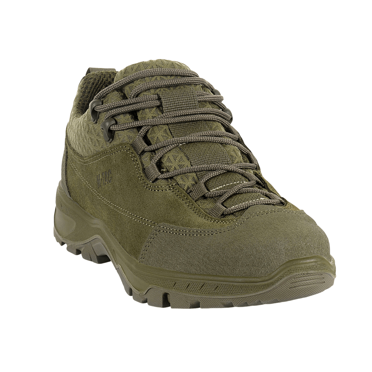 M-Tac Tactical Sneakers Patrol R Vent, oliivinvihreä mokkanahka ja 3D-mesh, sopivat trekkingiin ja ulkoiluun; mukavat ja kestävät.