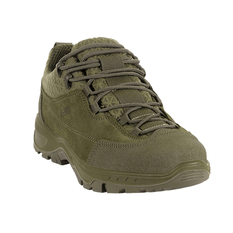 M-Tac Tactical Sneakers Patrol R Vent, oliivinvihreä mokkanahka ja 3D-mesh, sopivat trekkingiin ja ulkoiluun; mukavat ja kestävät.