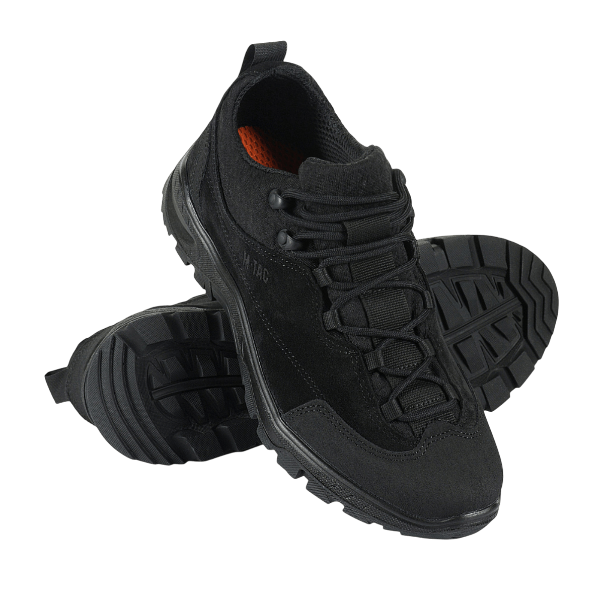 M-Tac Tactical Sneakers Patrol R Vent, musta, sopii trekkingiin ja ulkoiluun; kestävä nahka ja hengittävät mesh-paneelit.