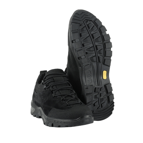 M-Tac Tactical Sneakers Patrol R Vent, mustat taktiset kengät trekkingiin; liukastumaton pohja ja hengittävät 3D-mesh-paneelit.