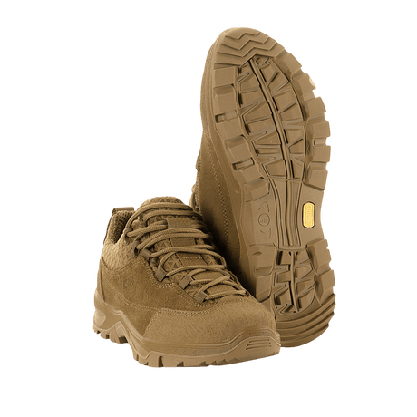 M-Tac Tactical Sneakers Patrol R Vent, ruskea nahka ja 3D-mesh; sopivat trekkingiin ja ulkoiluun.