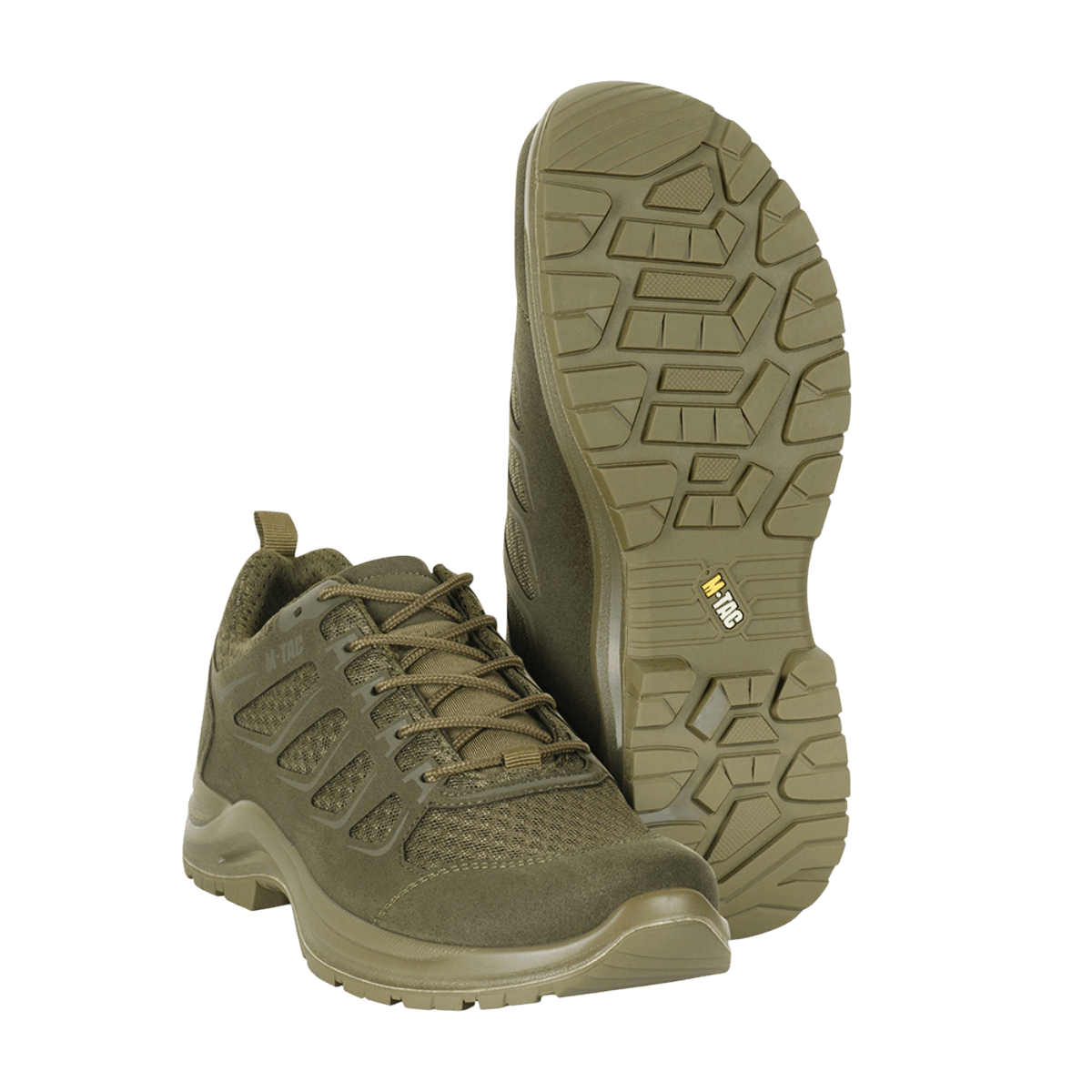 M-Tac Tactical Sneakers IVA oliivinvihreänä, hengittävä mesh ja synteettinen nubuck, sopii kesän retkeilyyn ja ulkoiluun.