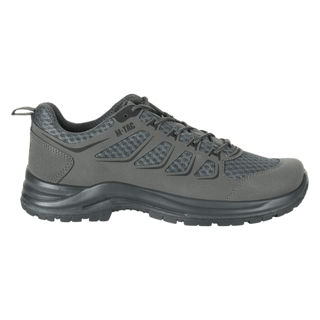 M-Tac Tactical Sneakers IVA harmaana, kevyet ja kulutusta kestävät hengittävällä verkolla ja vahvistetulla kärjellä vaellukseen ja ulkoiluun.
