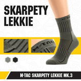 M-Tac Letvægtssokker Mk.3 harmaana, suunniteltu kesäkäyttöön ergonomisilla painepisteillä trekkingiin ja päivittäiseen mukavuuteen.