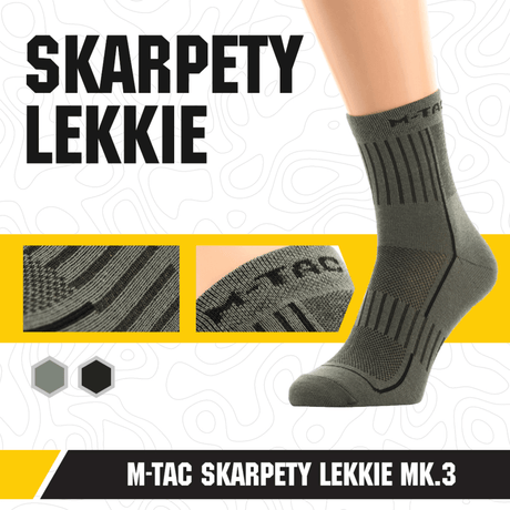 M-Tac Letvægtssokker Mk.3 harmaana, suunniteltu kesäkäyttöön ergonomisilla painepisteillä trekkingiin ja päivittäiseen mukavuuteen.