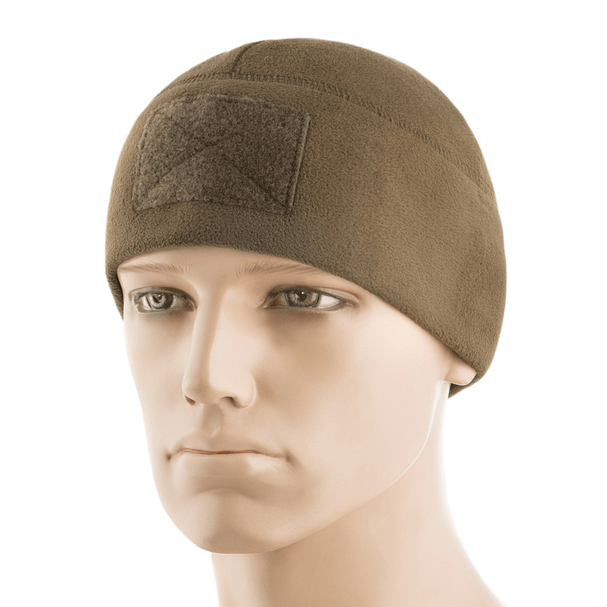 M-Tac Fleece Tactical Watch Cap Beanie m. Patch Panel ruskeassa fleece-evästeessä, taktiseen käyttöön ja ulkoiluun