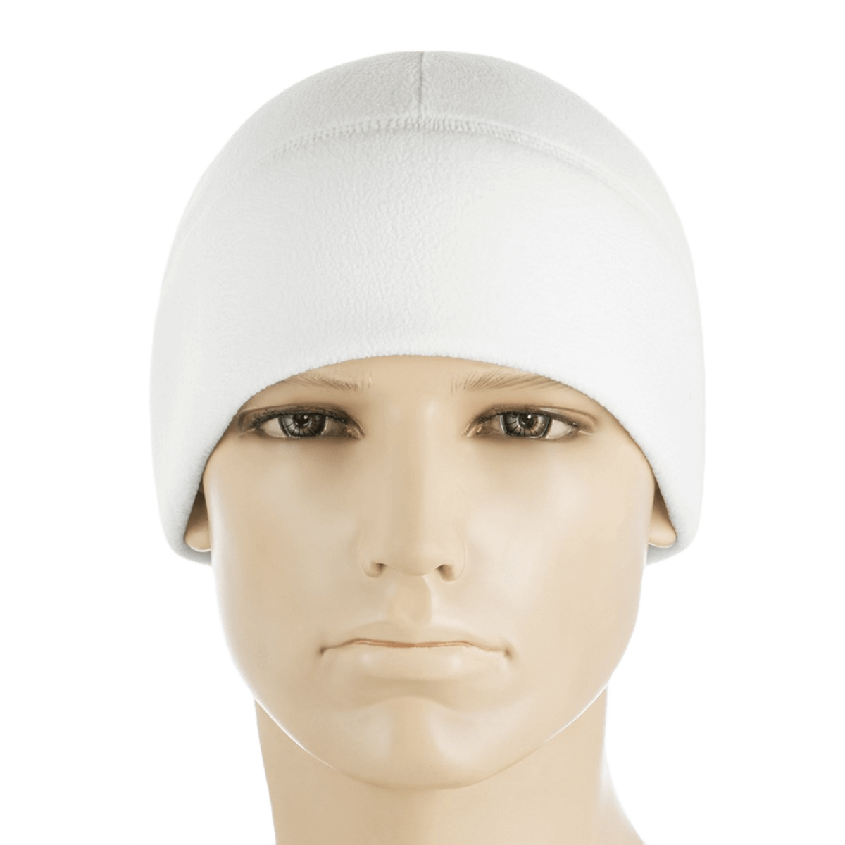 M-Tac Watch Cap Elite Fleece Beanie Hat valkoisena matalaprofiilisella muotoilulla talviaktiviteetteihin ja taktiseen käyttöön, materiaali 100% polyester