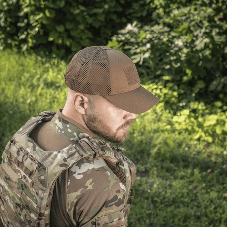 M-Tac Baseball Cap Ripstop Elite Flex ruskea ripstop hengittävällä verkkokankaalla, galleria-asento 1