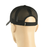 Musta M-Tac Mesh Flex Ripstop Baseball Cap takaa nähtynä, näyttää mesh-paneelit ja säädettävän Velcro-nauhan, täydellinen ilmanvaihtoon ja mukavuuteen.