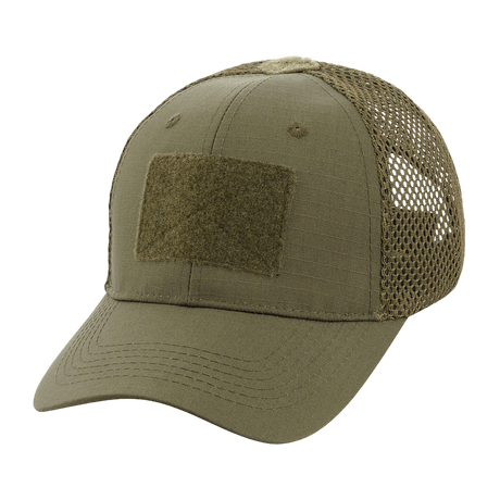 M-Tac Mesh Flex Ripstop Baseball Cap Velcro-kiinnityksellä vihreänä, mesh-paneelit ja Velcro-edusta, sopii kesään ja taktiseen käyttöön.