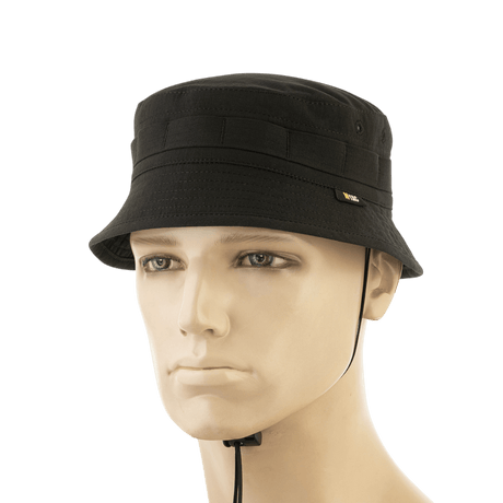 M-Tac Panamahat Gen. II Summer Flex musta, kevyt nylon/elastaani materiaali säädettävällä hihnalla, mukava ja sopiva kesäkäyttöön, galleria-asento 1