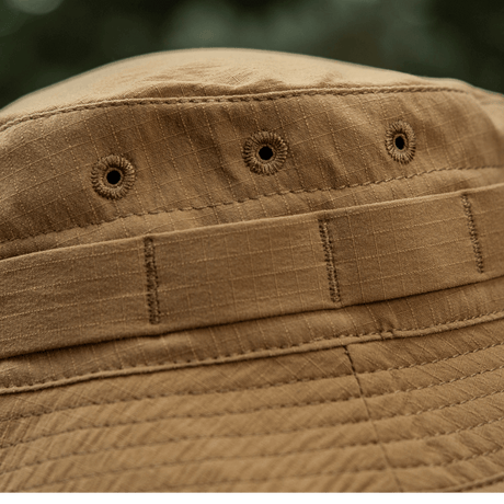 M-Tac Panamahat Gen. II Summer Flex camel nylon/elastaani ripstop-rakenne ja NIJ-sertifiointi, yksityiskohtainen lähikuva, galleria-asento 1