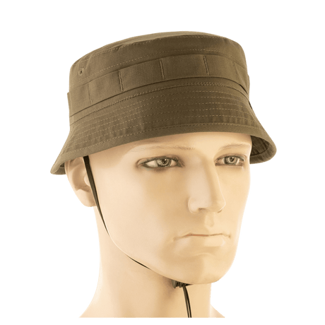 M-Tac Panamahat Gen. II Flex Rip-Stop ruskeasta rip-stop-kankaasta mallinukella, galleria-asento 1, säädettävä nauha ja tuuletusreiät.
