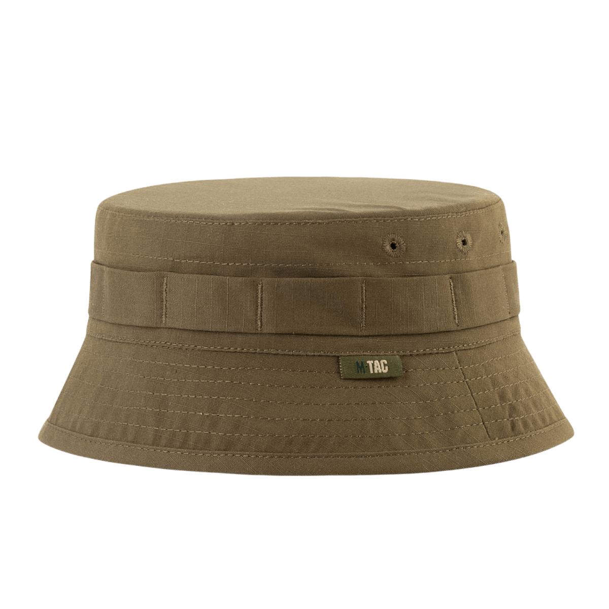 M-Tac Panamahat Gen. II Flex Rip-Stop ruskeasta rip-stop-kankaasta, galleria-asento 1, tuuletusreiät ja kestävä rakenne.
