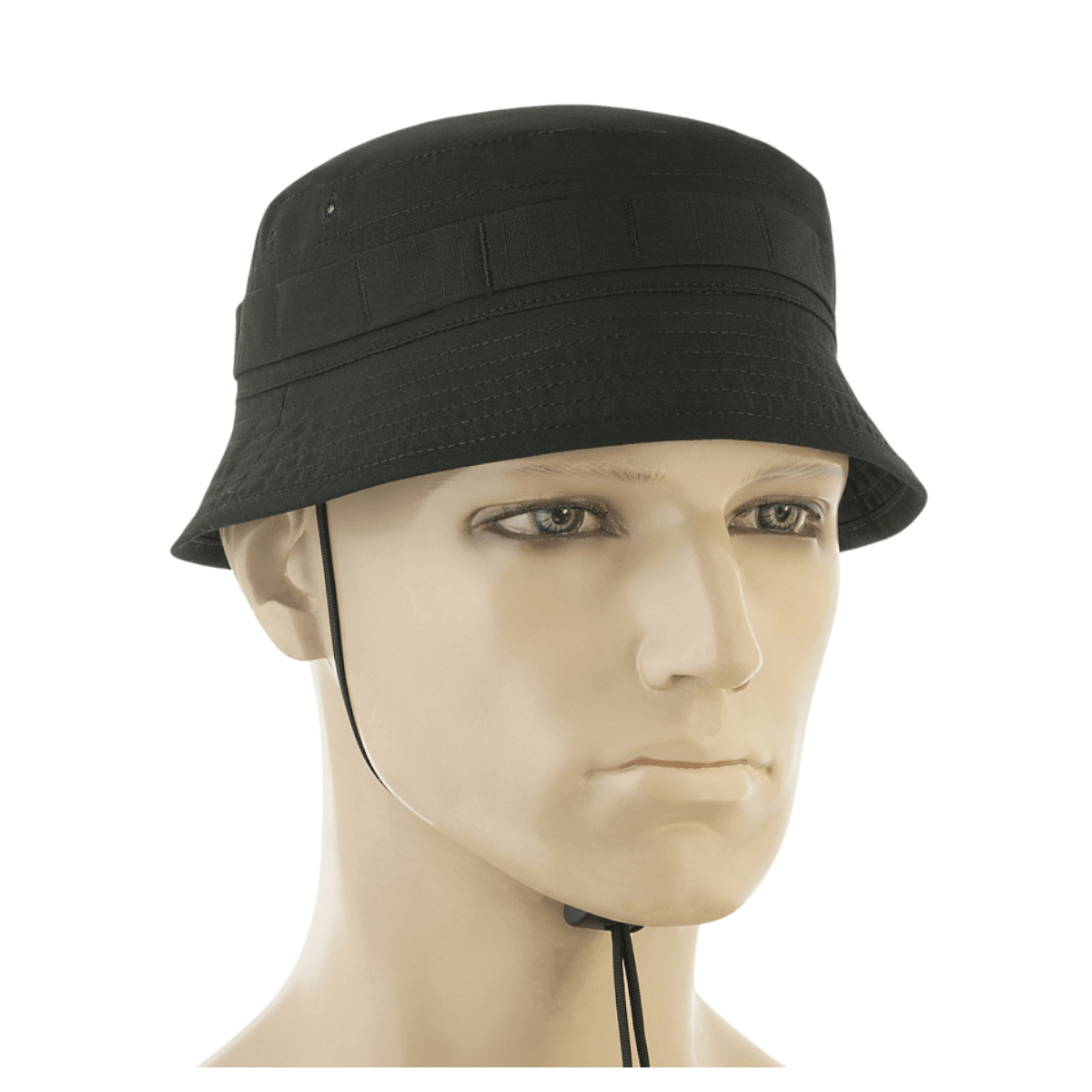 M-Tac Panamahat Gen. II Flex Rip-Stop musta rip-stop-kangas, NIJ-sertifiointi, näytetty manekiinilla etupuolelta, galleria-asento 1.