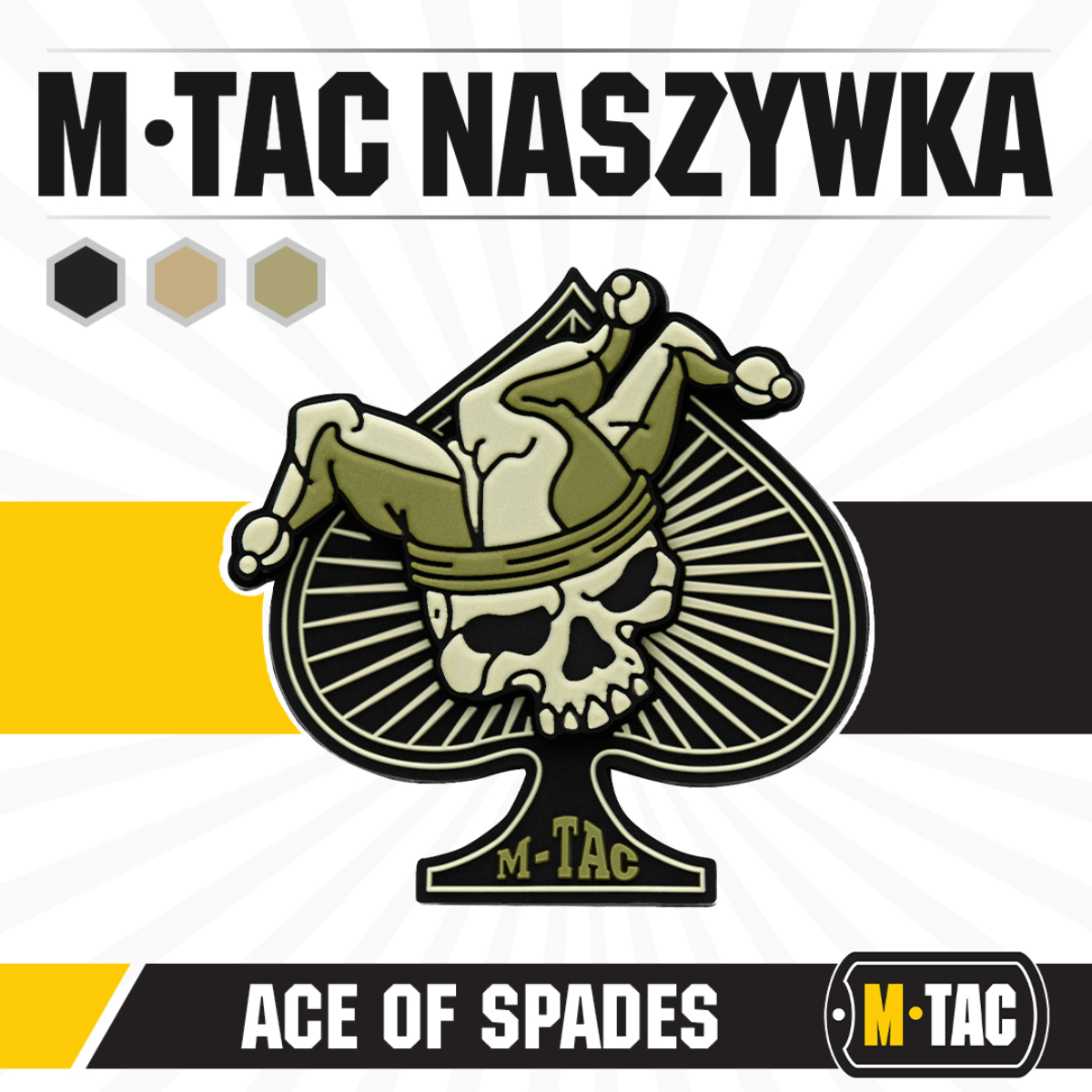 M-Tac Ace of Spades 3D PVC Patch kalloaiheella, soveltuu taktiseen käyttöön, kiinnitys Velcrolla, kestävä PVC-materiaali.