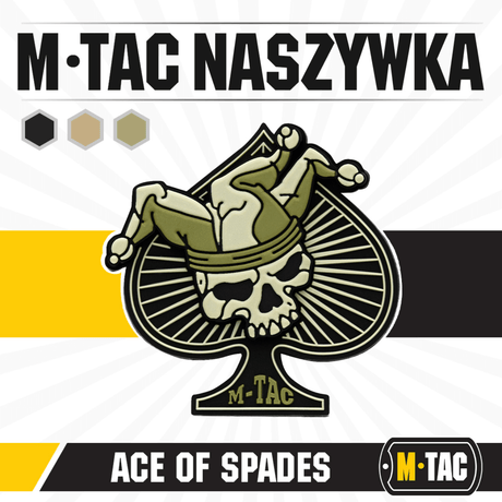 M-Tac Ace of Spades 3D PVC Patch kalloaiheella, soveltuu taktiseen käyttöön, kiinnitys Velcrolla, kestävä PVC-materiaali.