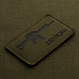 M-Tac AR-15 223/5,56 Laser Cut Patch, Cordura 500D, taktinen moraalimerkki, Velcro-kiinnitys varusteisiin, vaatetukseen ja muuhun.