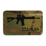 M-Tac AR-15 223/5,56 Laser Cut Patch, taktinen moraalimerkki Velcro-kiinnityksellä, Cordura 500D, kestävä sotilas- ja airsoft-käyttöön.
