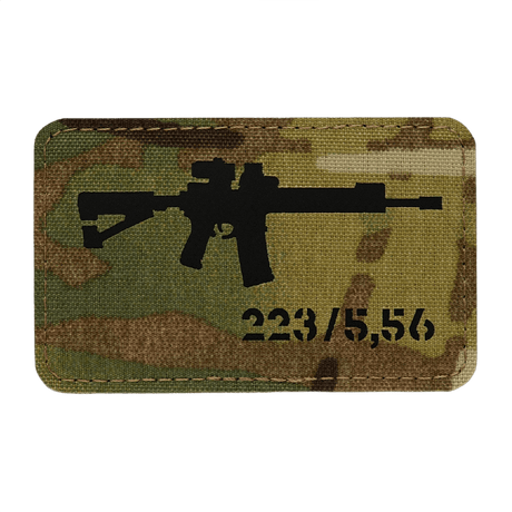 M-Tac AR-15 223/5,56 Laser Cut Patch, taktinen moraalimerkki Velcro-kiinnityksellä, Cordura 500D, kestävä sotilas- ja airsoft-käyttöön.
