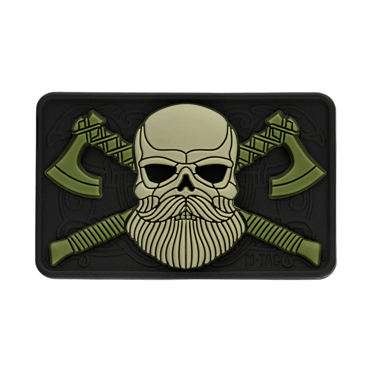 M-Tac Bearded Skull 3D PVC-patch Velcro-kiinnityksellä, taktinen tarra partaisella kallo-kuviolla, kestävä sotilas- ja ulkokäyttöön.
