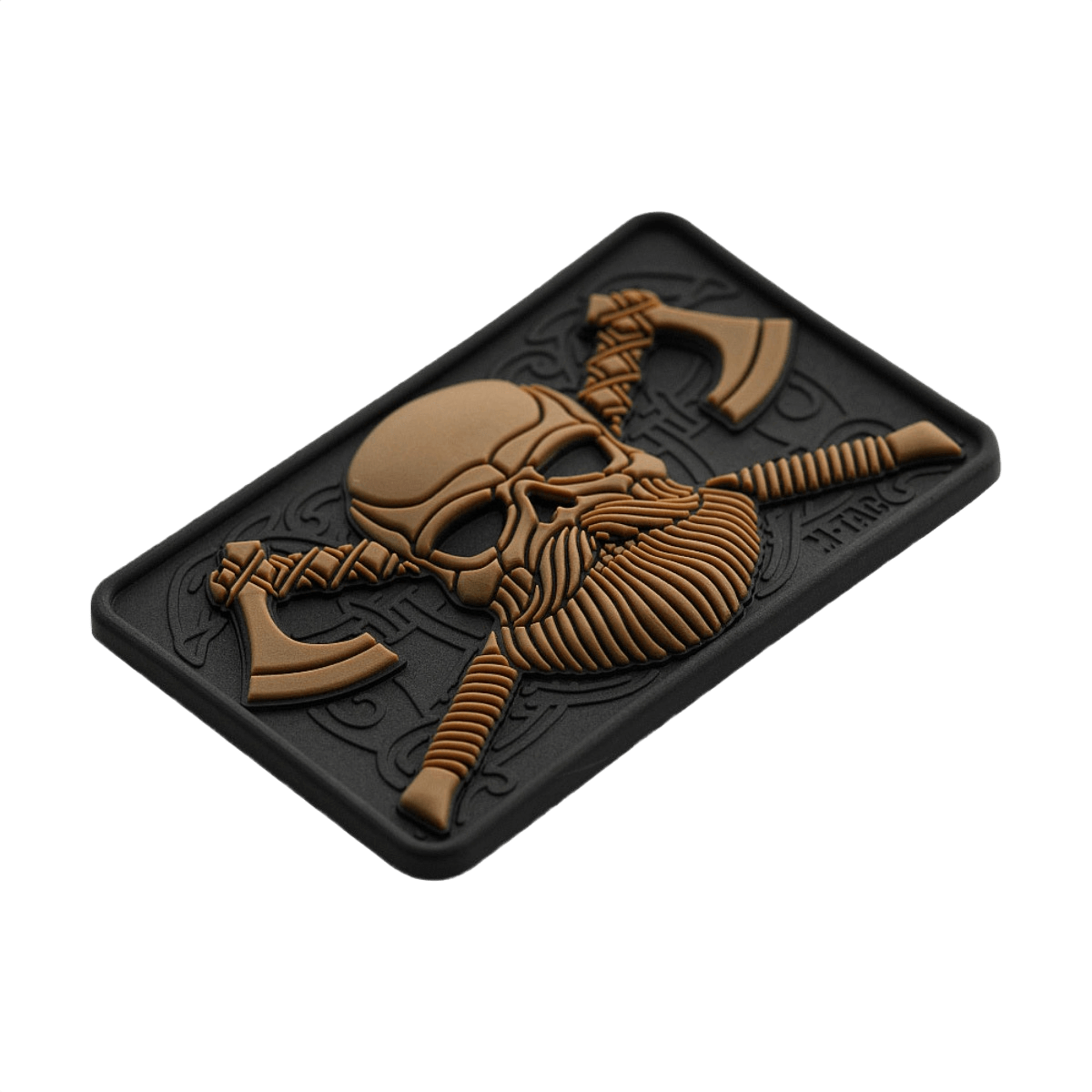 M-Tac Bearded Skull 3D PVC-patch partaisella kallo-kuviolla, Velcro-kiinnitys, kestävä PVC, 80x50 mm.