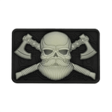 M-Tac Bearded Skull 3D PVC-patch partaisella kallo-kuviolla, Velcro-kiinnitys, taktinen moraalitarra, kestävä, sotilas- ja ulkokäyttö, 80x50mm.