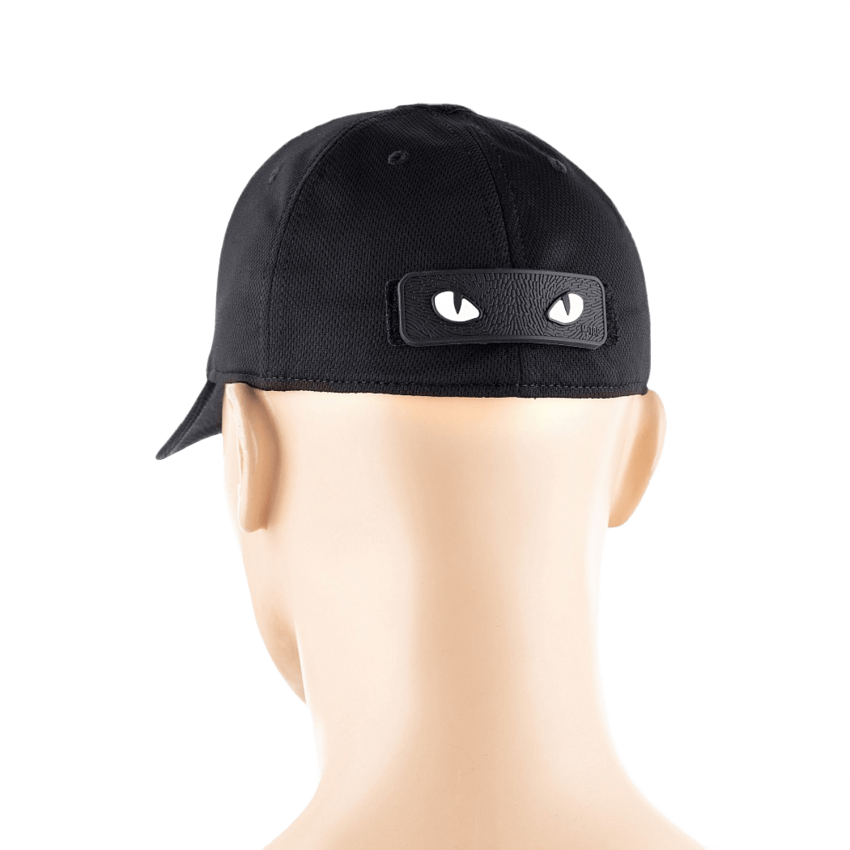 M-Tac Cat Eyes 3D PVC-patch mustassa lippalakissa, heijastava ja helppo Velcro-kiinnitys, sopii sotilaskäyttöön ja ulkoiluun.