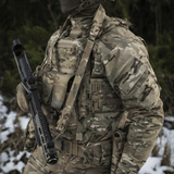 M-Tac Universal Våbenrem, multicam nylon, säädettävä pituus ja karabiinihaka, taktiiseen aseen käsittelyyn, galleria, positio 1