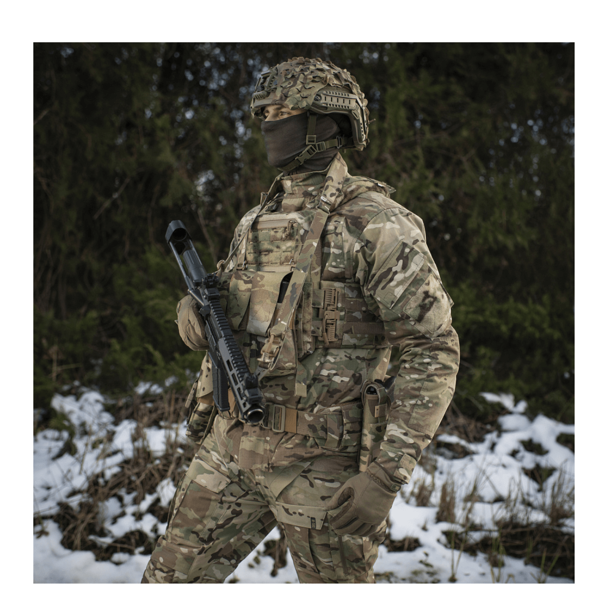 M-Tac Universal Våbenrem, multicam nylon, säädettävä pituus ja vahvat soljet, taktiiseen aseen käsittelyyn, galleria, positio 1