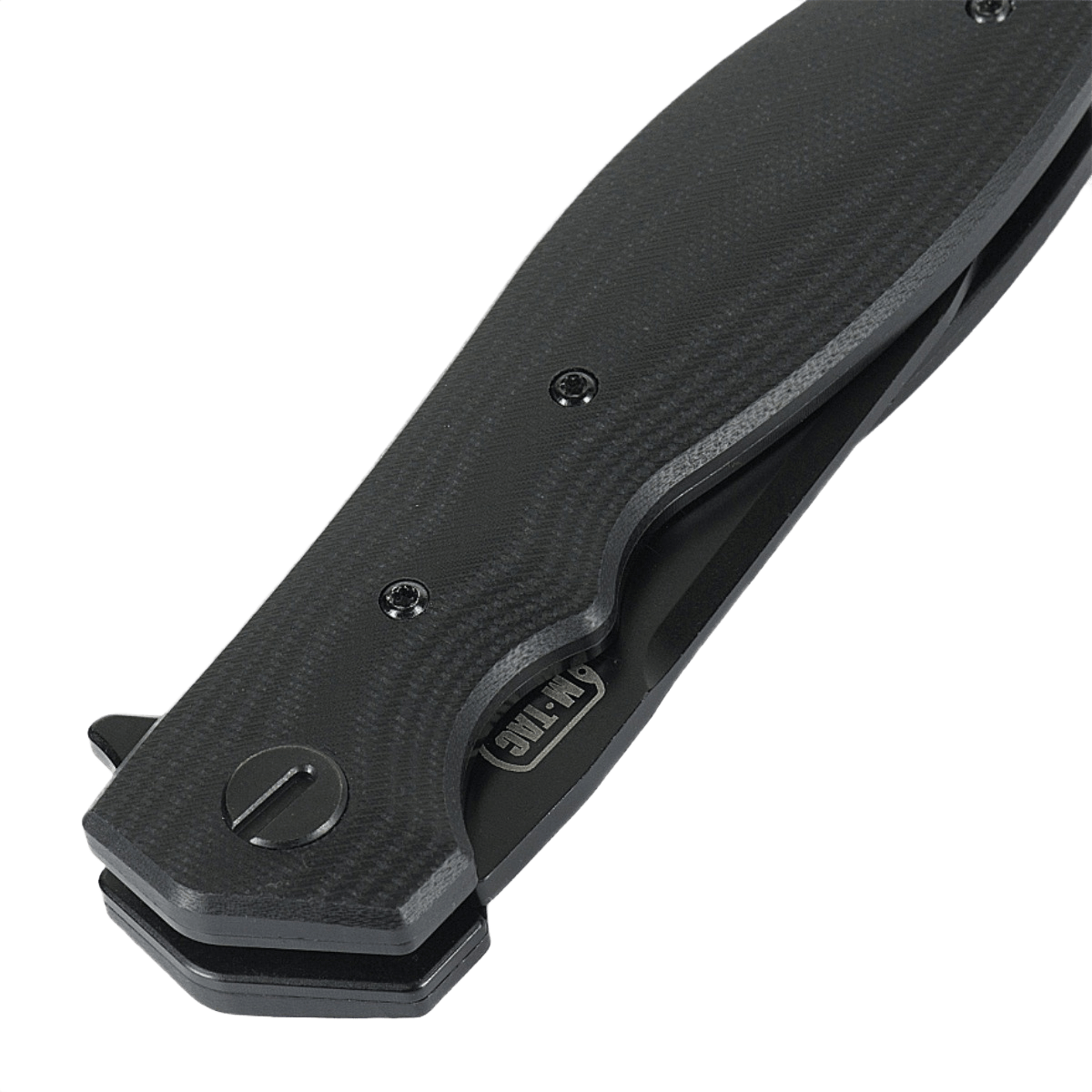 M-Tac Outdoor & Militær Type 6 mustalla G10-komposiittikahvalla, taitettuna näkymä.