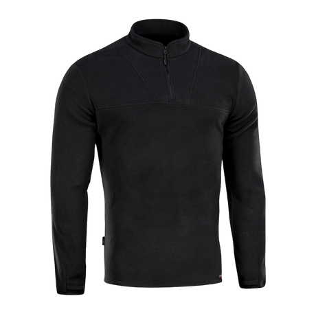 M-Tac Delta Polartec fleece-takki mustana puolivetoketjulla, pehmeä ja hengittävä, sopii kylmiin päiviin, valmistettu 100 % polyesteristä.