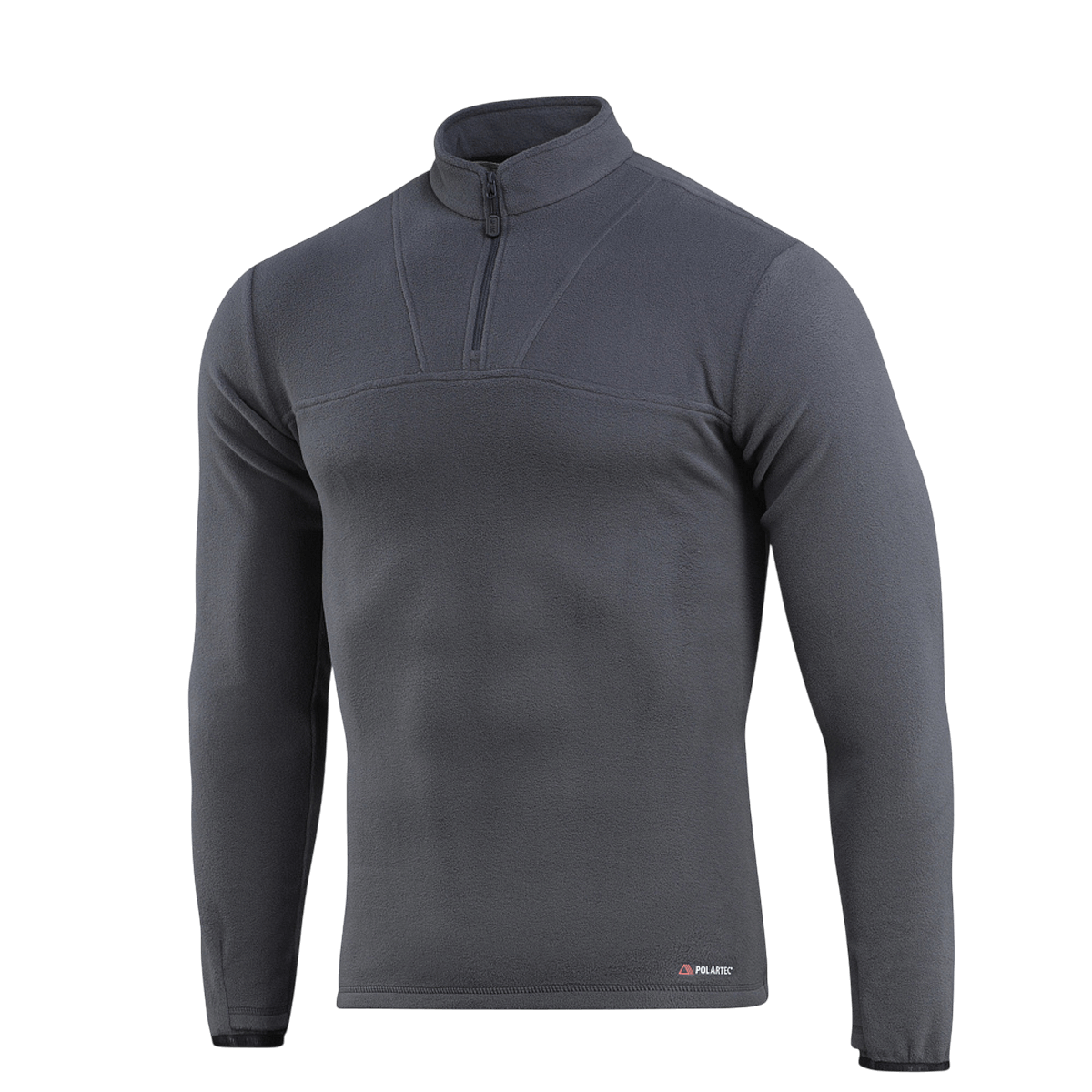 M-Tac Delta Polartec -fleece-takki harmaana, valmistettu 100 % polyesteristä, edestä nähtynä.