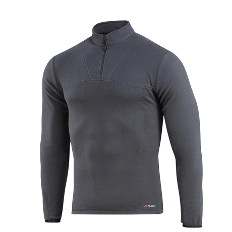 M-Tac Delta Polartec -fleece-takki harmaana, valmistettu 100 % polyesteristä, edestä nähtynä.