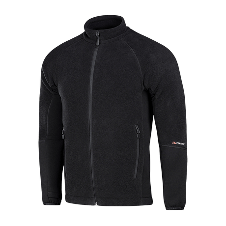 M-Tac Polartec Sport -fleecatakki mustana, valmistettu Polartec® 200 -fleecestä, sopii ulko- tai välikerrokseksi viileään säähän.