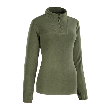 M-Tac Delta Polartec -naisten fleece-takki oliivinvihreänä, valmistettu Polartec® Micro Series -fleecestä mukavuutta ja lämpöä varten.