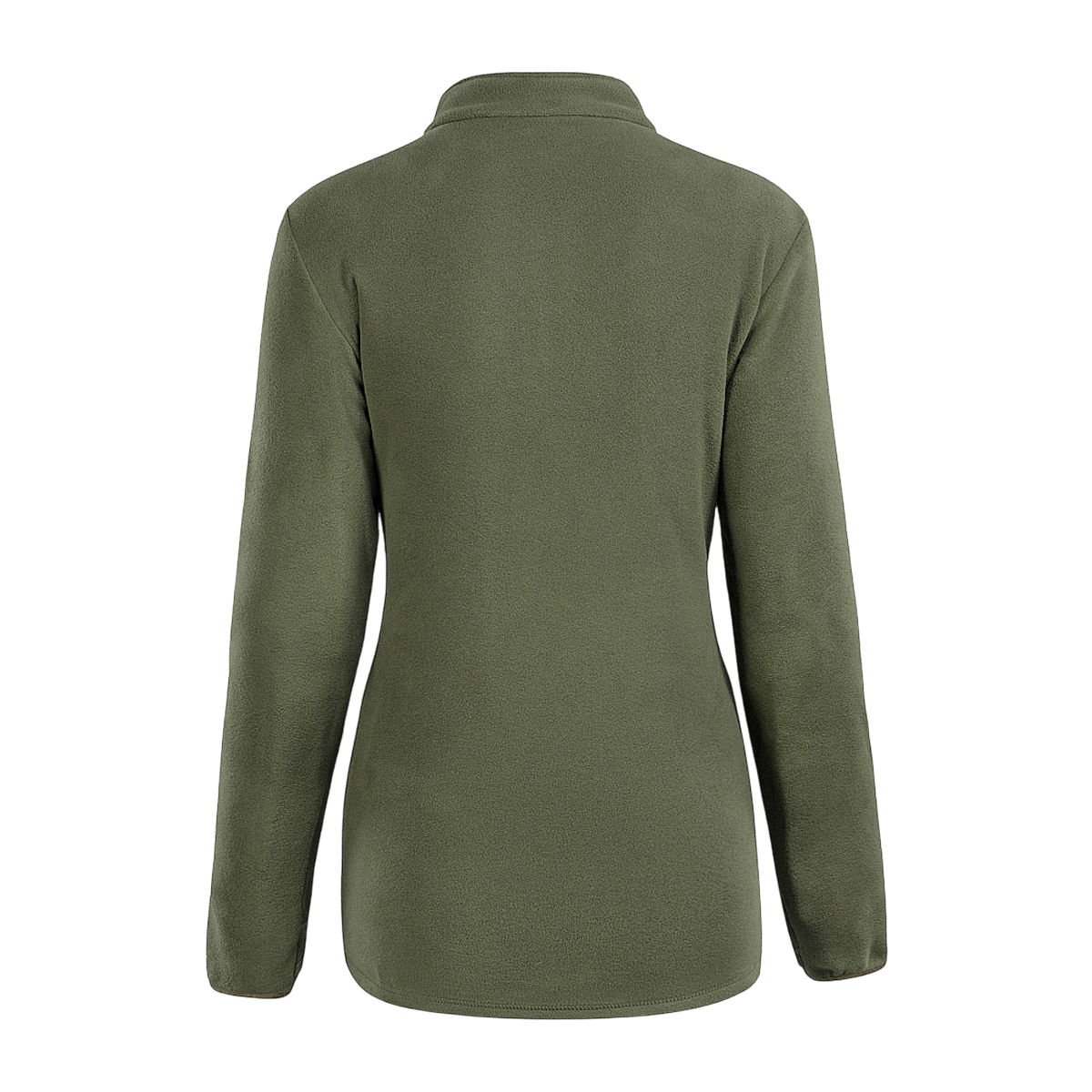 M-Tac Delta Polartec -naisten fleece-takki nähtynä takaa, oliivinvihreä, valmistettu pehmeästä ja hengittävästä Polartec® Micro Series -fleecestä.