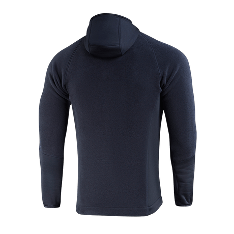 M-Tac Polartec Sport -huppari takaa nähtynä, näyttää hupun muodon ja kehittyneen Polartec-materiaalin lämmöneristykseen ja hengittävyyteen.