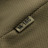 M-Tac Polo Elite Tactical Coolmax hengittävällä Coolmax®-kankaalla, suunniteltu poliisi- ja turvallisuustyöhön, lähikuva kankaan rakenteesta.