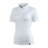 M-Tac Tactical Polo-Shirt 65/35 Lady valkoisena, suunniteltu naisille, mukava puuvilla-polyester ja Velcro merkeille.
