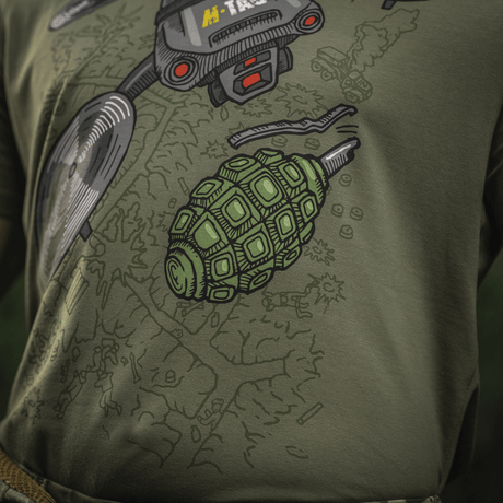 M-Tac T-Shirt Quadcopter, graafinen drone- ja kranaattimalli, mukava ja kestävä puuvillaseos, sopii UAV-operaattoreille.