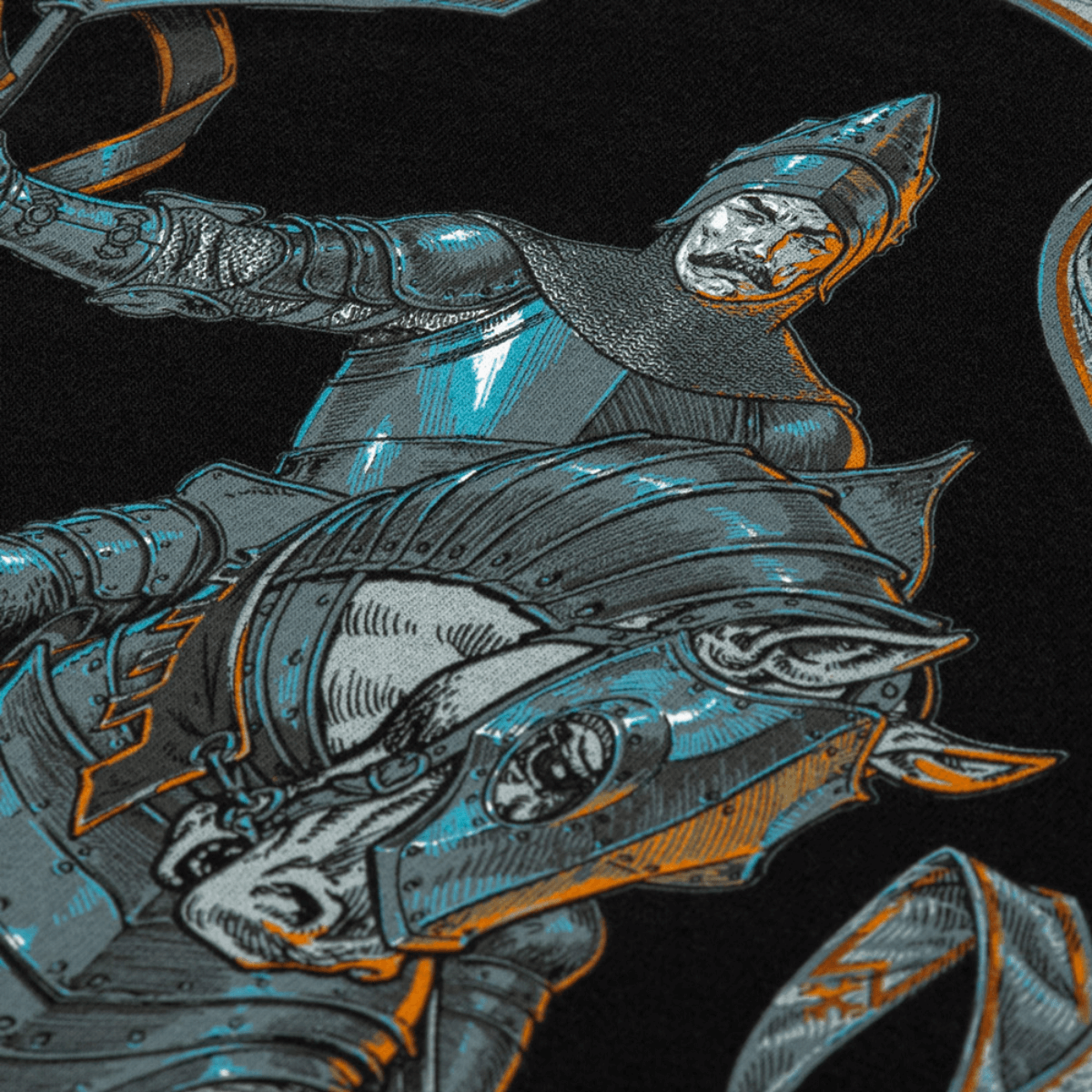 M-Tac T-Shirt Steel Knight, ritari teräsasuissa ja moderni panssarivaunumotiivi, symboloi ukrainalaista voimaa ja rohkeutta.