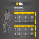 M-Tac Combat Fleece -takki kokotaulukko: rinnanympärys, pituus ja hihan pituus cm, regular- ja long-mallit, galleria-asento 1.
