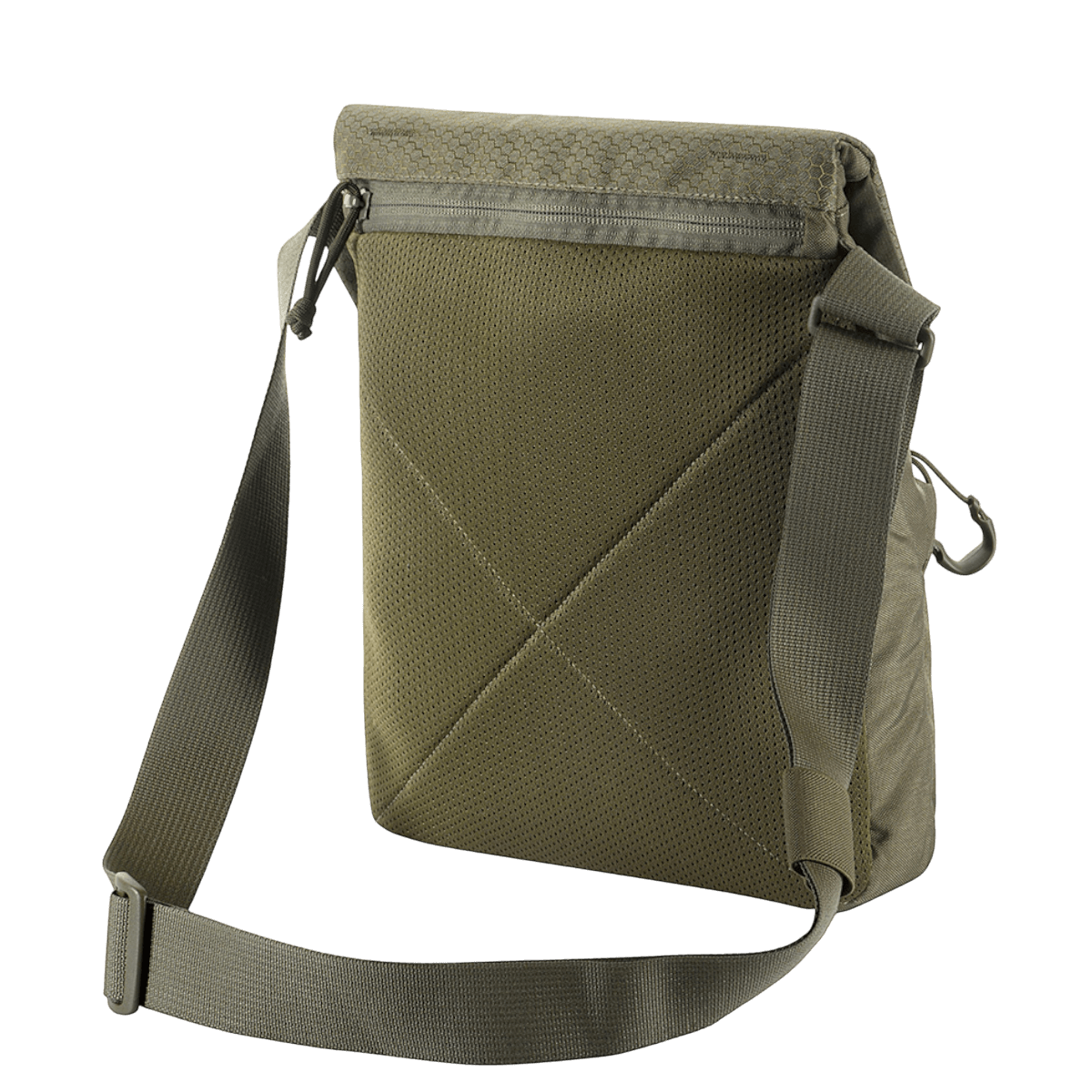 M-Tac Konvert Taske Elite kestävästä Cordura-materiaalista, säädettävä olkahihna ja magnetventil-lukko, takaosa näkyvissä.