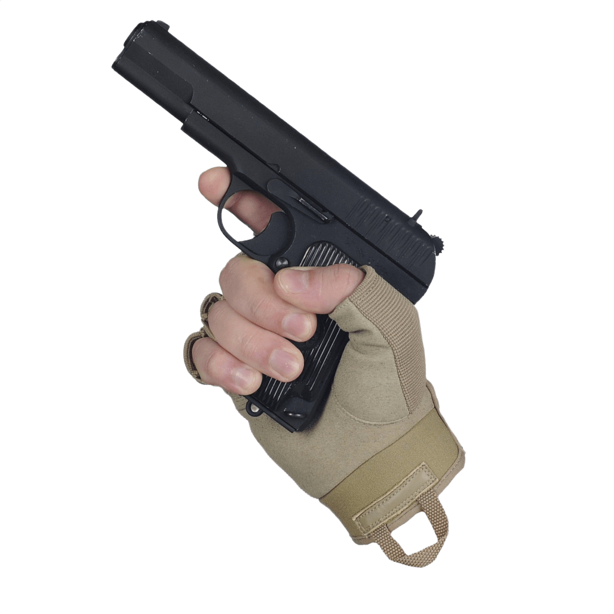 M-Tac sormiottomat hanskat Assault Tactical Mk.3 pistoolin otetta varten, erikoissynteettinen materiaali, vahvistettu kämmen ja velcro-mansetti.
