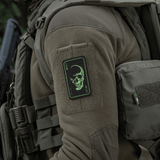 M-Tac Patch Face of War (Broderi) kirjailtu Cordura 500D:hen takissa, kalloaihe ja Velcro-kiinnitys, 8.5 x 5.2 cm, Vietnamin sodan tyyli.