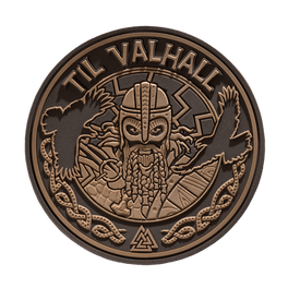 M-Tac Patch Til Valhall PVC viikinki-kuvioilla ja korpeilla, sopii univormuihin, laukkuun tai taktiseen varustukseen. Velcro-takapuoli, halkaisija 80 mm.